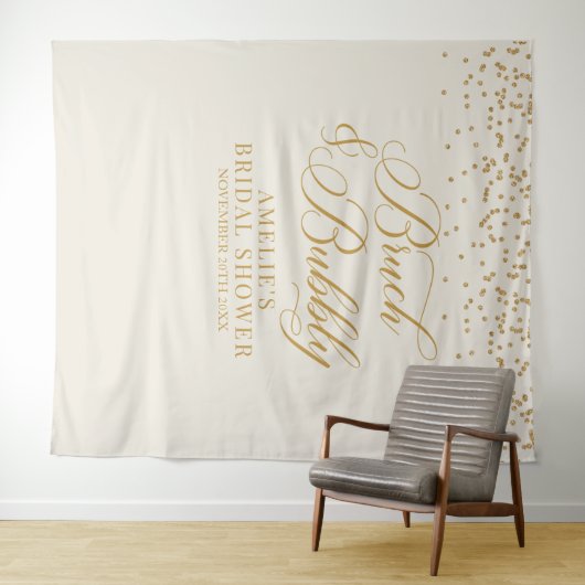 Tenture Bruch and bubbly cream glitter gold backdrop (En situation (horizontale))