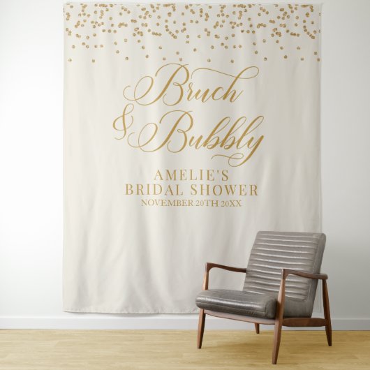 Tenture Bruch and bubbly cream glitter gold backdrop (En situation)