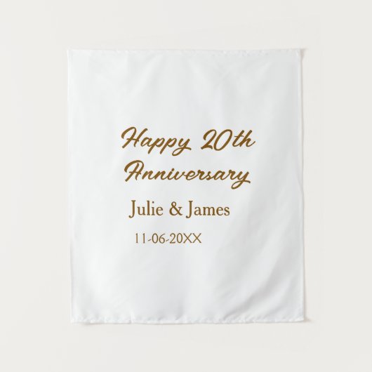 Tenture Brun doré joyeux 20e anniversaire nom datsimple (Devant)