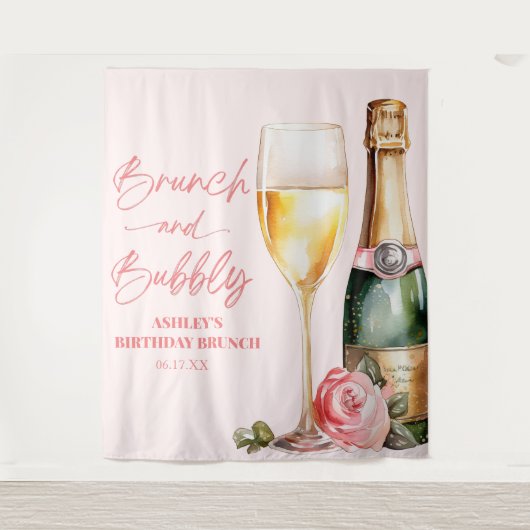 Tenture Brunch et Bubbly Mimosa Champagne Brunch d'anniver (Devant)