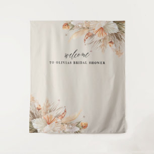 Tenture brunch et bulles Baby shower herbe de la pampa