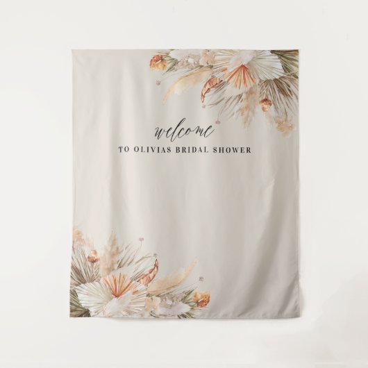 Tenture brunch et bulles Baby shower herbe de pampa (Devant)