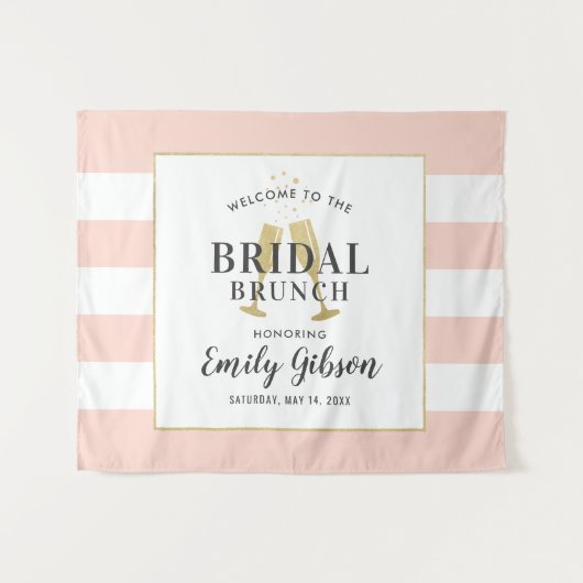 Tenture Brunch nuptial Blush Pink Champagne Toast Bienvenu (Devant (Horizontal))