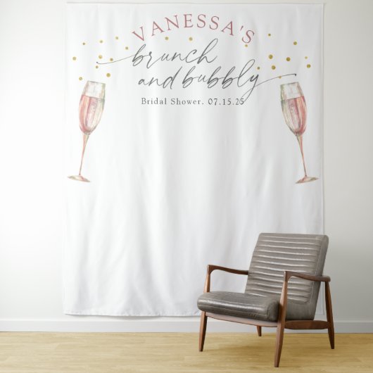 Tenture Brunch simple et bubbly nuptiale fond de douche (En situation)