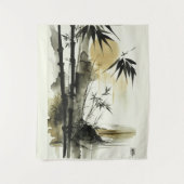 Tenture Brush à encre japonaise art nature abstrait (Devant)