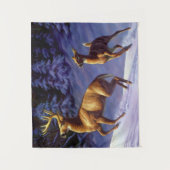 Tenture Buck & Doe de cerf blanc en neige hivernale (Devant)