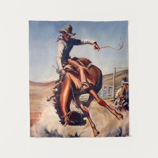 Tenture « Bucking Bronco » Art occidental par Will James (Devant)