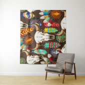 Tenture Buffalo Skull Native American Emblem (En situation)