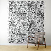 Tenture Bugs de Doodle sur bleu foncé (En situation)