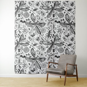 Tenture Bugs de Doodle sur bleu foncé