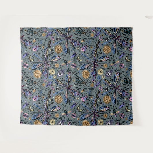 Tenture Bugs de Doodle sur le gris de latte (Devant (Horizontal))