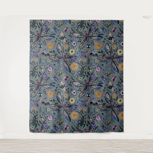 Tenture Bugs de Doodle sur le gris de latte (Devant)