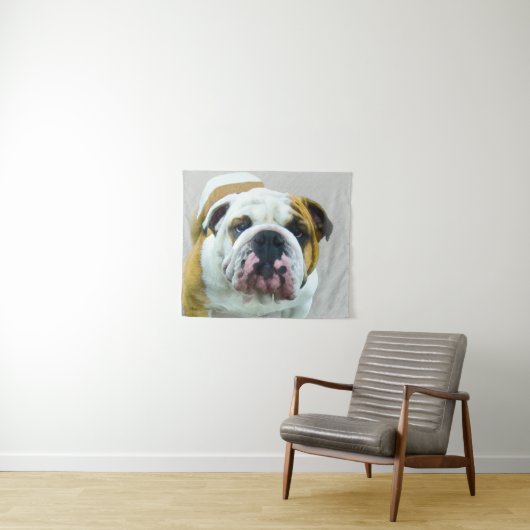 Tenture Bulldog Painting - Joli art original chien (En situation (horizontale))