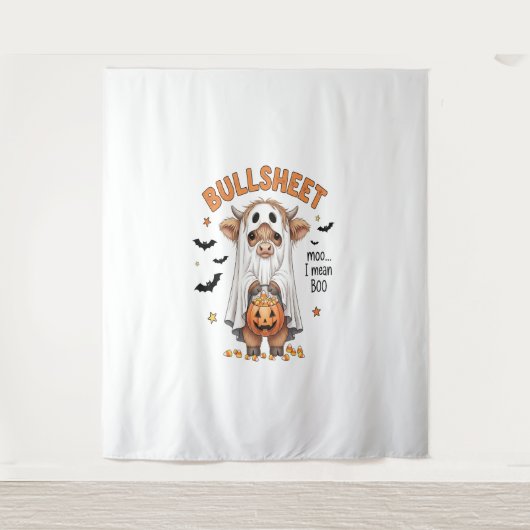 Tenture Bullsheet Highland Cow Funny Ghost (Devant)