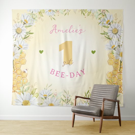 Tenture Bumblebee Fille Jaune Une 1ère fête d'anniversaire (En situation (horizontale))