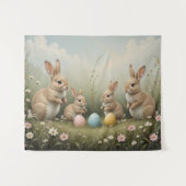 Tenture Bunnies de Pâques Whimsical dans Meadow Rustic Pas (Devant (Horizontal))