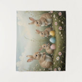 Tenture Bunnies de Pâques Whimsical dans Meadow Rustic Pas (Devant)