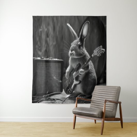 Tenture Bunny Jouer une guitare (En situation)