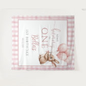 Tenture Bunny Pink Balloons 1st Birthday Backdrop (Devant (Horizontal))