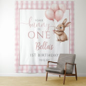 Tenture Bunny Pink Balloons 1st Birthday Backdrop (En situation)