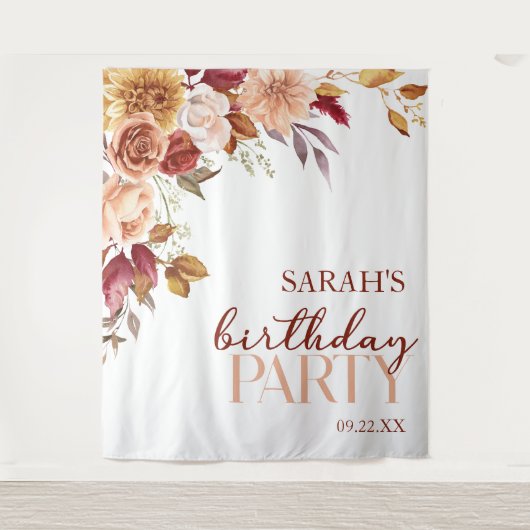 Tenture Burgundy Burange Floral fête d'anniversaire (Devant)