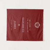 Tenture Burgundy Crest Wedding Welcome, Custom Initials (Devant (Horizontal))