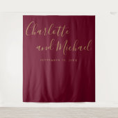 Tenture Burgundy et Gold Mariage Photo Booth Backdrop (Devant)