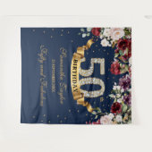 Tenture Burgundy et rose floral 50e anniversaire (Devant (Horizontal))
