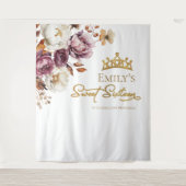 Tenture Burgundy Floral Fall Sweet 16 Contexte (Devant)