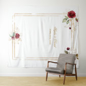 Tenture Burgundy Floral Gold Frame Photo Booth Arrière-pla (En situation (horizontale))