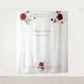 Tenture Burgundy Floral Gold Frame Photo Booth Arrière-pla (Devant)