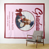 Tenture Burgundy Gingham Bow Photo Graduation Backdrop (En situation (horizontale))