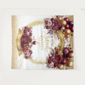 Tenture Burgundy Gold Sweet 16 Arrière-plan Parties scinti (Devant (Horizontal))