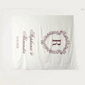 Tenture Burgundy & Ivory Monogram Crest Old Money Wedding (Devant (Horizontal))