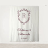 Tenture Burgundy & Ivory Monogram Crest Old Money Wedding (Devant)