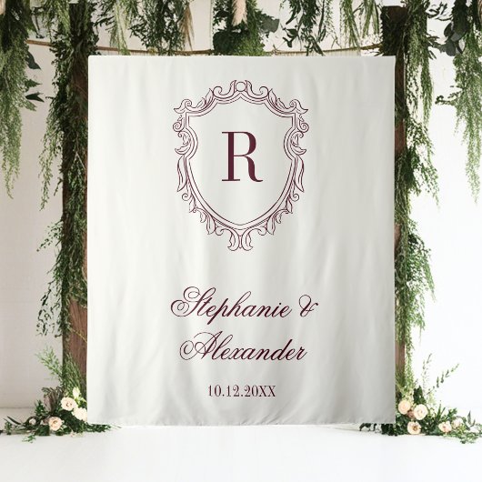 Tenture Burgundy & Ivory Monogram Crest Old Money Wedding