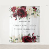 Tenture Burgundy Ivory White Floral Mariage fond (Devant)