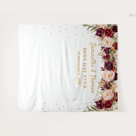 Tenture Burgundy marsala blush or mariage fond (Devant (Horizontal))