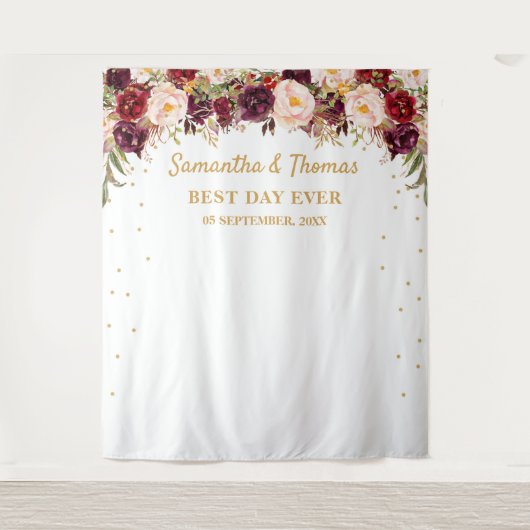 Tenture Burgundy marsala blush or mariage fond (Devant)