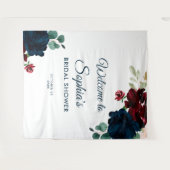Tenture Burgundy & Navy Blue Flowers Rustic Bridal Shower (Devant (Horizontal))