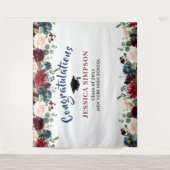 Tenture Burgundy Navy Blush Floral Photo Booth fond (Devant)