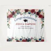 Tenture Burgundy Navy Blush Floral Photo Graduate Contexte (Devant (Horizontal))