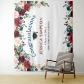 Tenture Burgundy Navy Blush Floral Photo Graduate Contexte (En situation)
