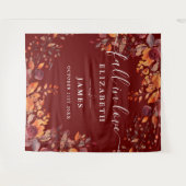 Tenture Burgundy Rustic Fall Floral Photo Booth Backdrop (Devant (Horizontal))