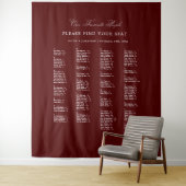 Tenture Burgundy Wedding Seating Chart Alphabetical Fabric (En situation)