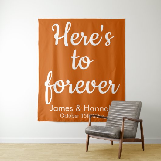 Tenture Burnt Orange Custom Wedding Photo Booth Backdrop (En situation)
