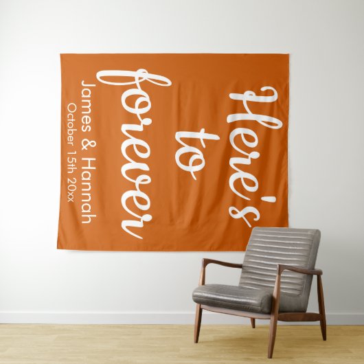 Tenture Burnt Orange Custom Wedding Photo Booth Backdrop (En situation (horizontale))