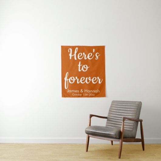 Tenture Burnt Orange Custom Wedding Photo Booth Backdrop (En situation)