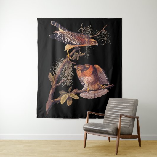 Tenture Buse à épaulettes roux Audubon Oiseau de proie (En situation)
