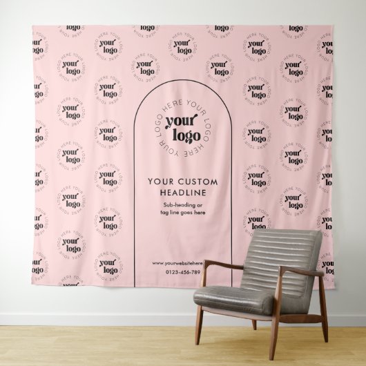 Tenture Business Logo Step Repeat Pink & Black Backdrop (En situation (horizontale))